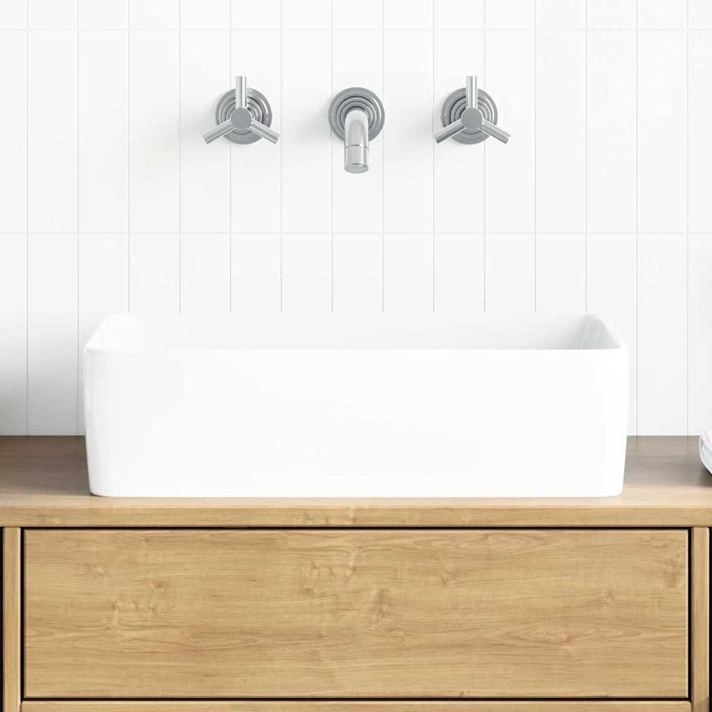 Lavandino Bianco 48x37x13 cm in Ceramica Rettangolare vidaXL