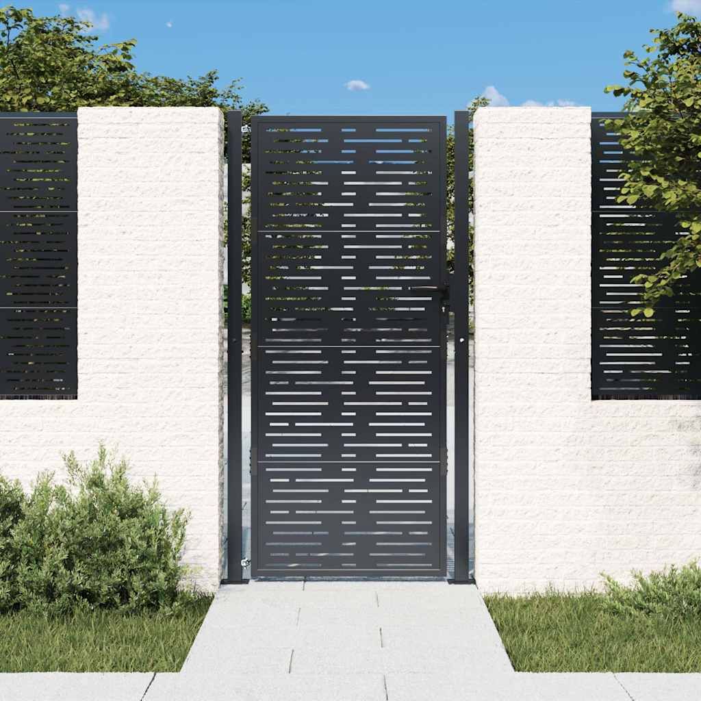 Cancello da giardino antracite 100x200 cm in acciaio design quadrato vidaXL