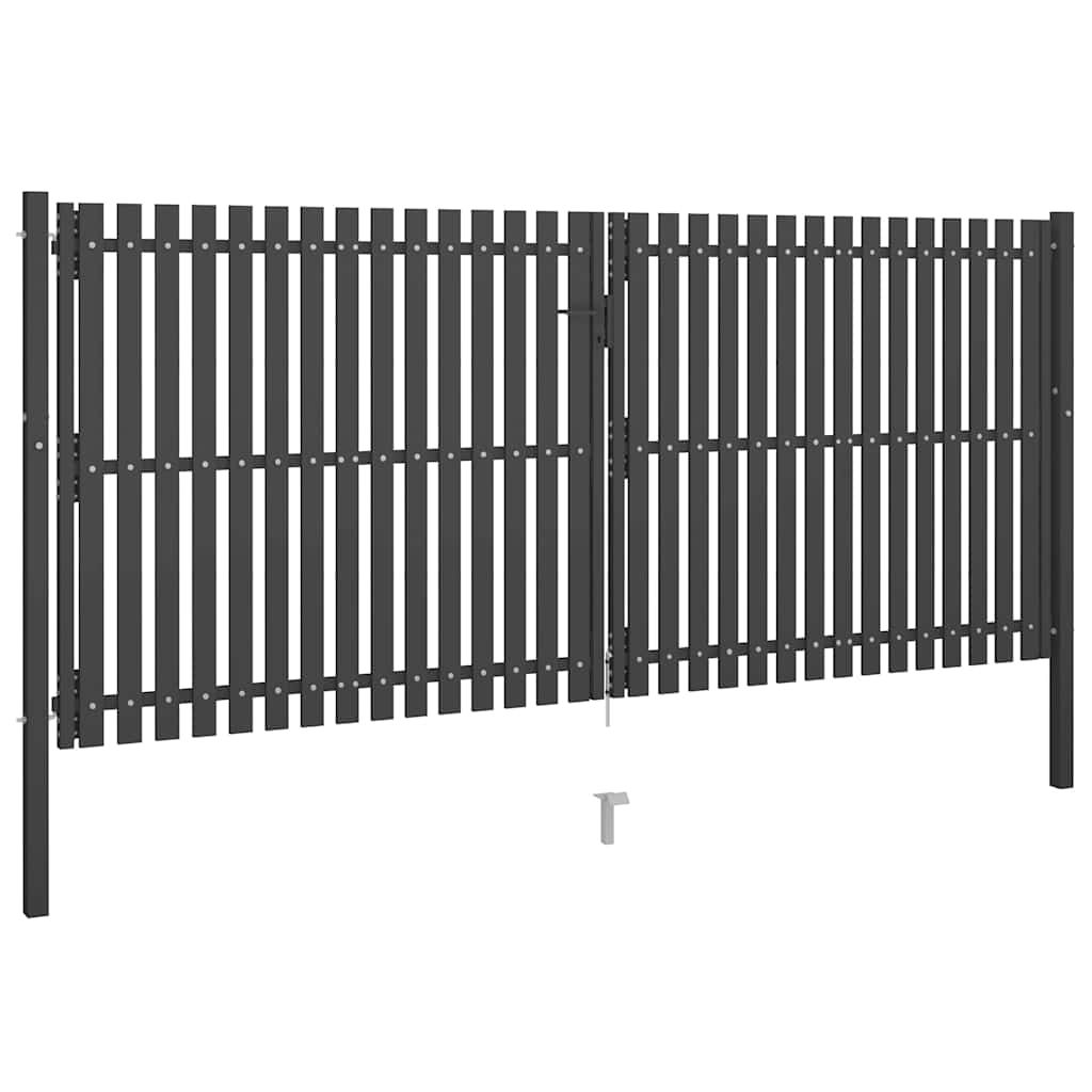 Cancello per Recinzione da Giardino in Acciaio 400x150 cm Antracite vidaXL