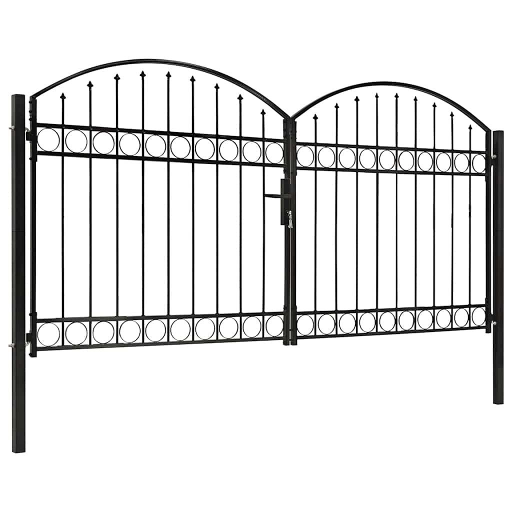 Cancello per recinzione ASSEN a doppia anta con parte superiore ad arco in acciaio 300x150 cm vidaXL