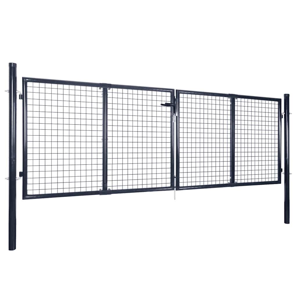 Cancello da Giardino in Rete di Acciaio Zincato 300x100 cm Grigio vidaXL