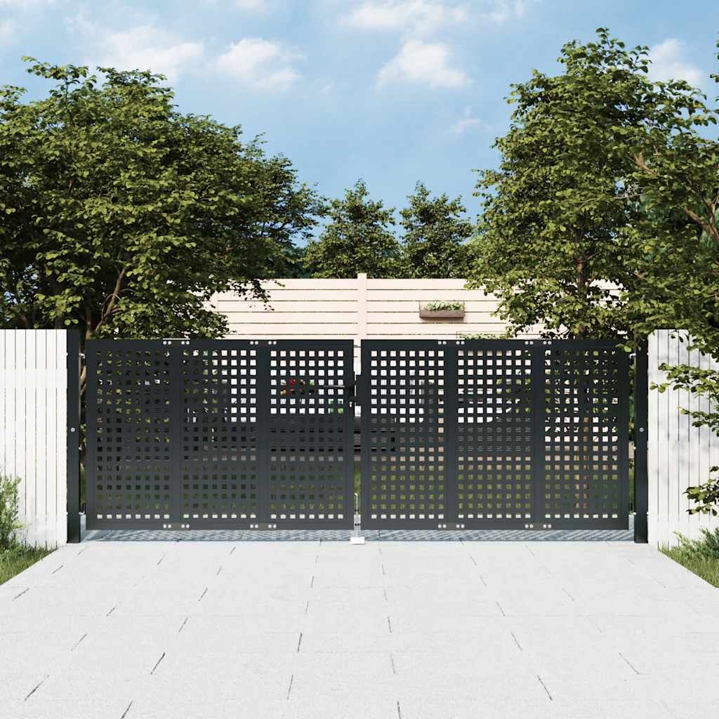 Cancello da Giardino Antracite 300x75 cm in Acciaio vidaXL