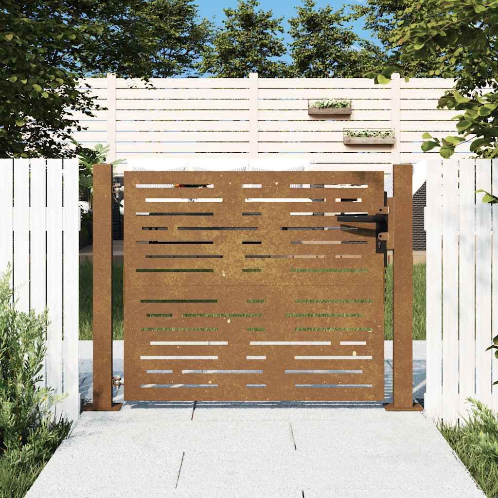 Cancello da giardino 100x75 cm in acciaio Corten design quadrato vidaXL