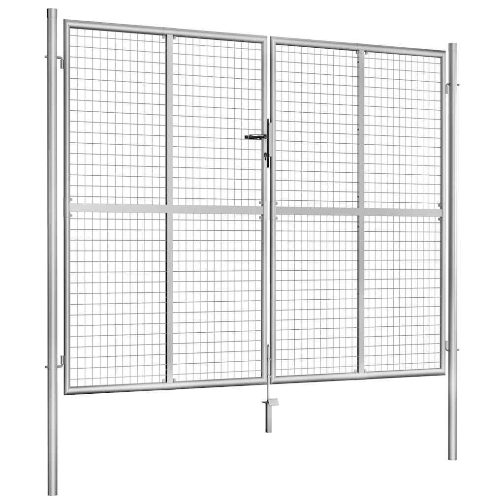 Cancello da Giardino in Acciaio Zincato 300x200 cm Argento vidaXL