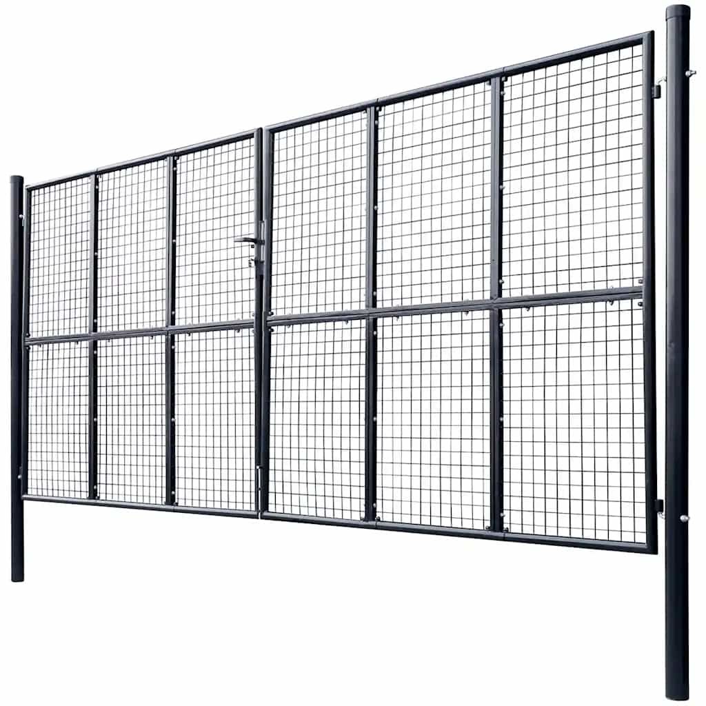 Cancello da Giardino in Rete di Acciaio Zincato 400x175 cm Grigio vidaXL