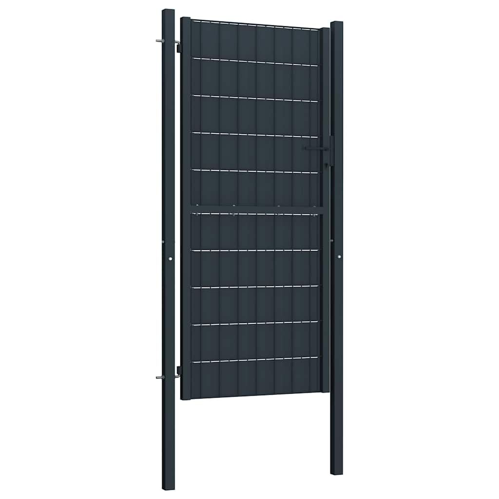 Cancello per Recinzione in PVC e Acciaio 100x124 cm Antracite vidaXL