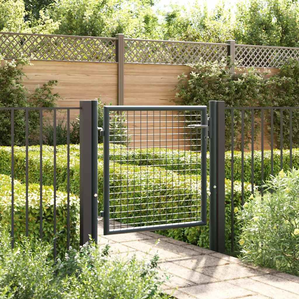 Cancello da Giardino in Rete di Acciaio Zincato 100x75 cm Grigio vidaXL