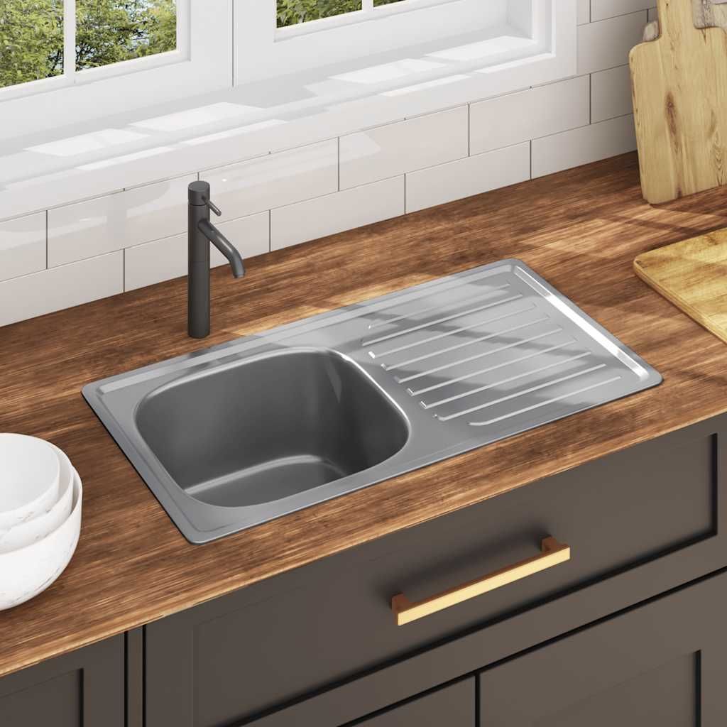 Lavello da Cucina con Filtro e Sifone in Acciaio Inox vidaXL