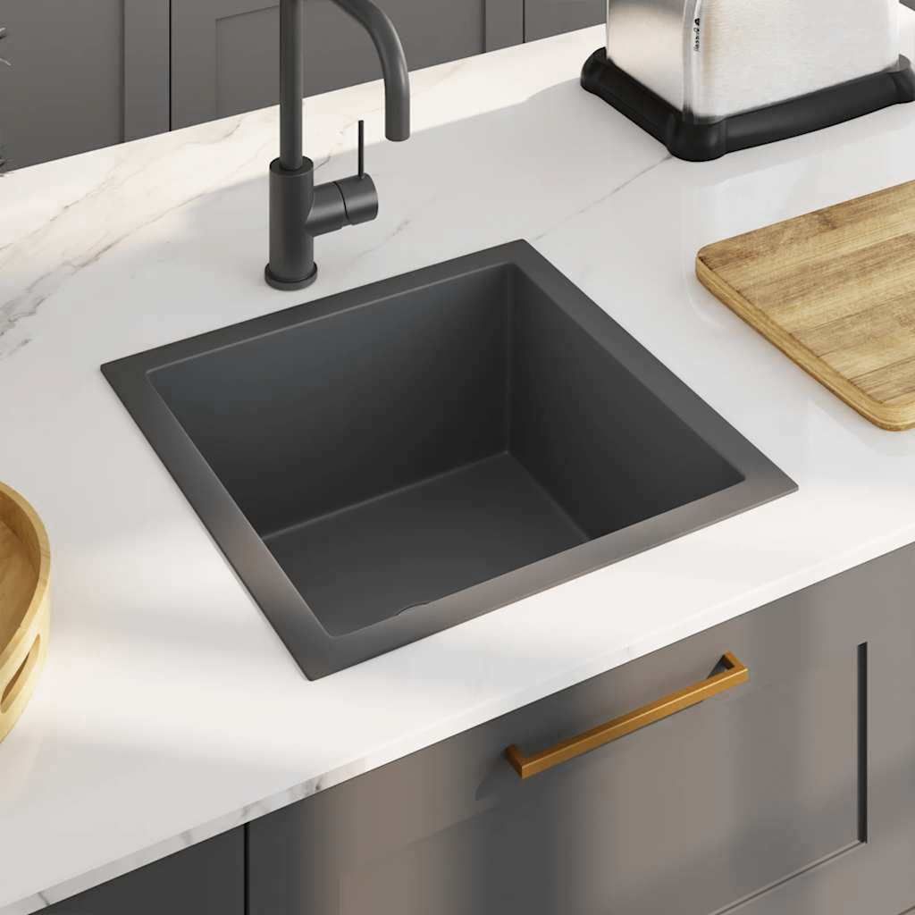 Lavello da Cucina Lavorato a Mano Nero in Acciaio Inox vidaXL