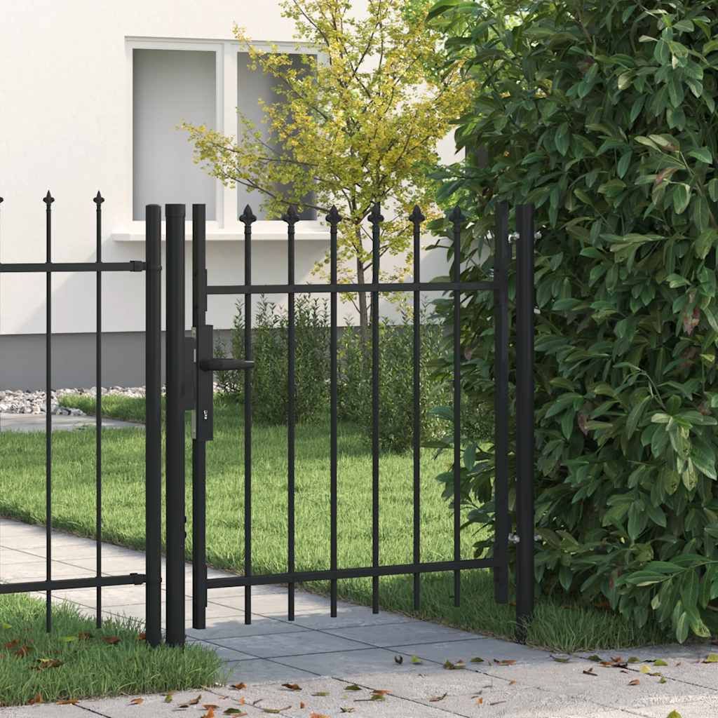 Cancello per recinzione BOXTEL porta singola con punta in acciaio 1x1 m Nero vidaXL