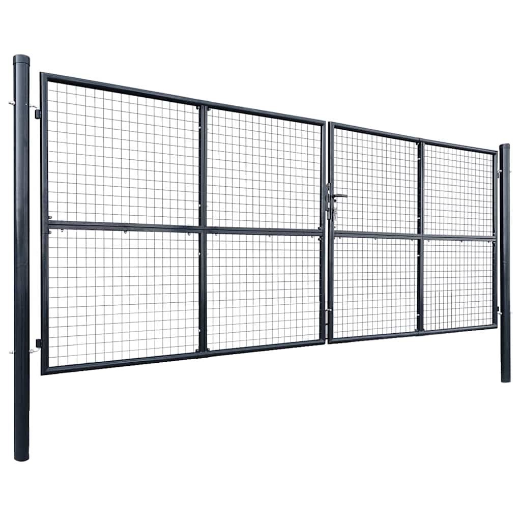 Cancello da Giardino in Rete di Acciaio Zincato 400x150 cm Grigio vidaXL
