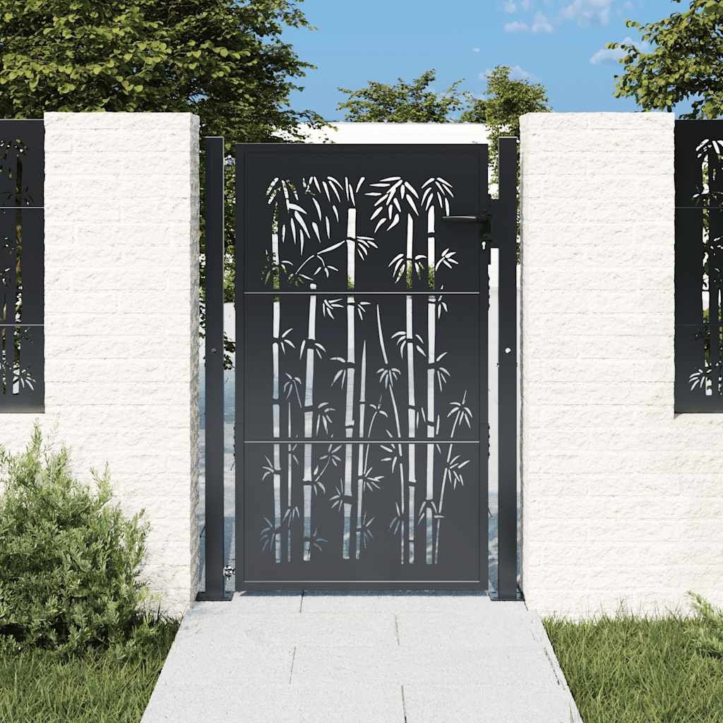 Cancello da giardino antracite 100x150 cm in acciaio e bambù vidaXL