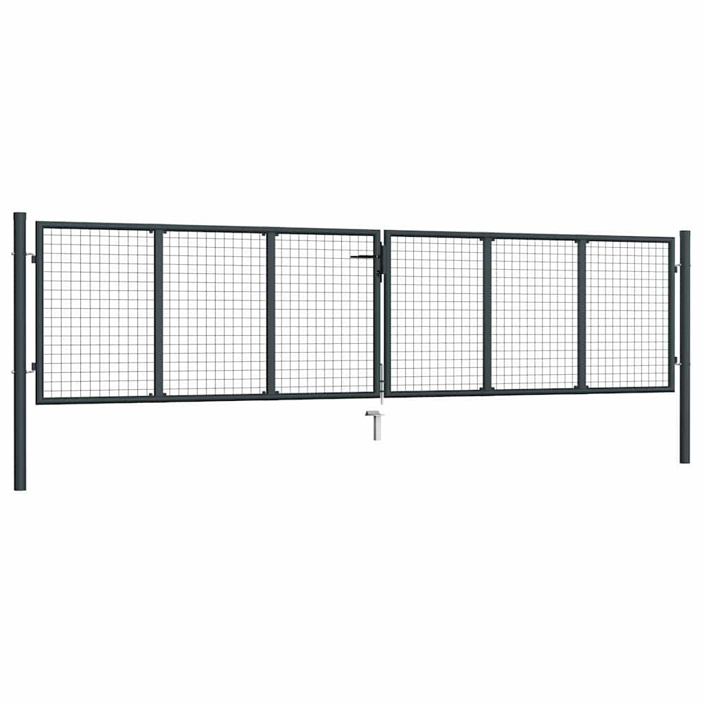 Cancello da Giardino in Rete di Acciaio Zincato 400x100 cm Grigio vidaXL