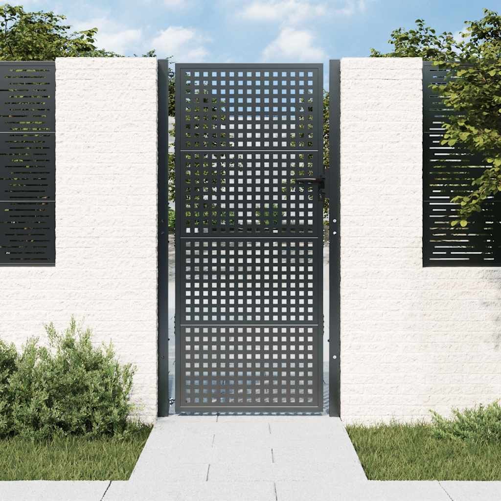 Cancello da Giardino Antracite 100x175 cm in Acciaio vidaXL
