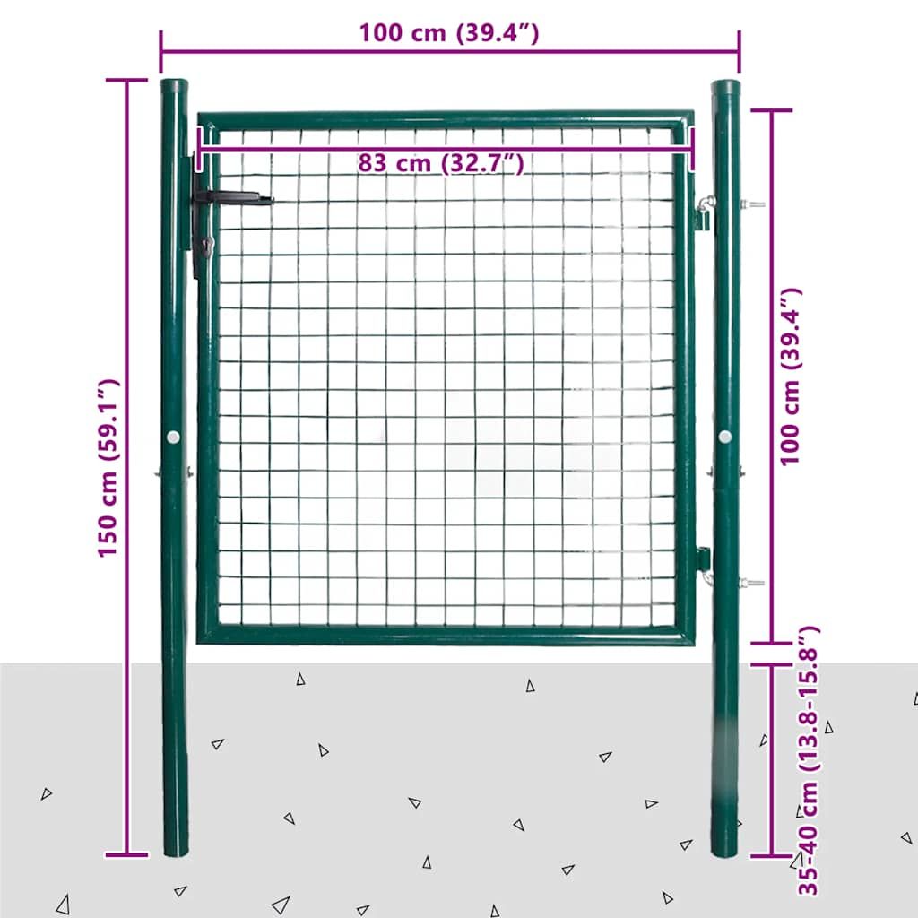 Cancello per Recinzione a una Porta 100x100 cm in Acciaio verniciato a Polvere vidaXL