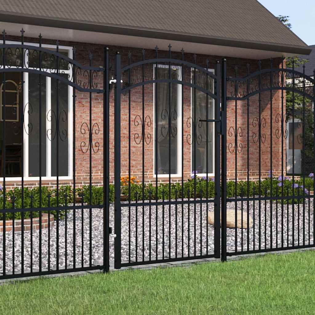 Cancello per recinzione KAMPEN con punta a lancia Nero 103x150 cm in acciaio vidaXL