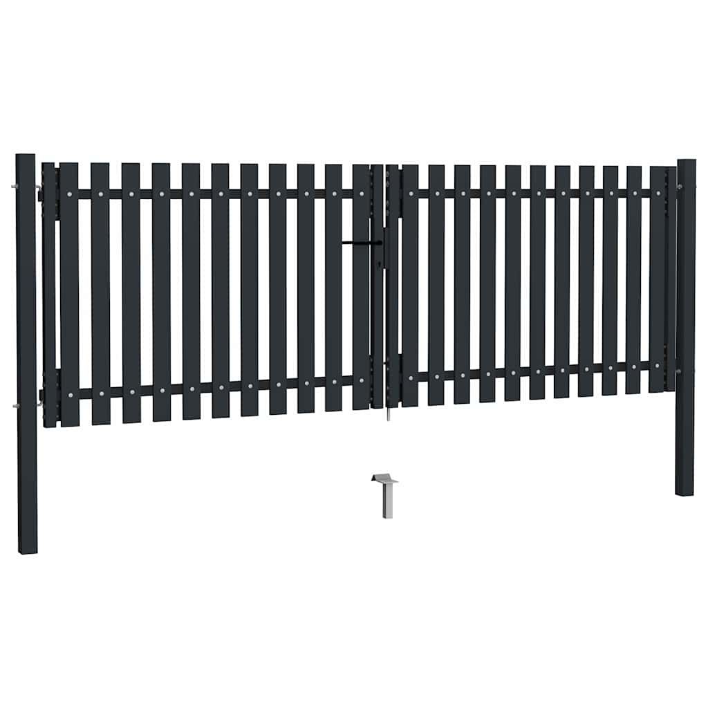 Cancello per Recinzione a doppia Porta in Acciaio 300x75 cm Antracite vidaXL