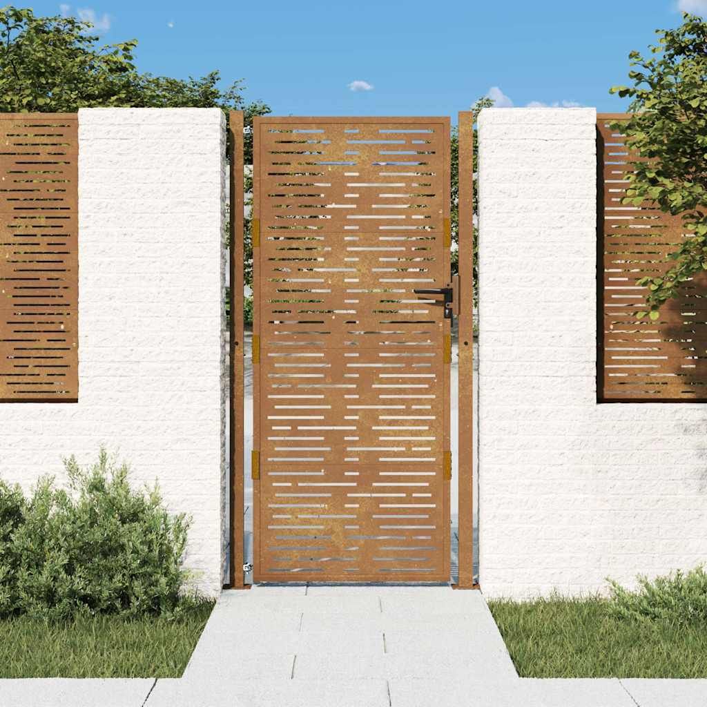 Cancello da giardino 100x175 cm in acciaio Corten design quadrato vidaXL