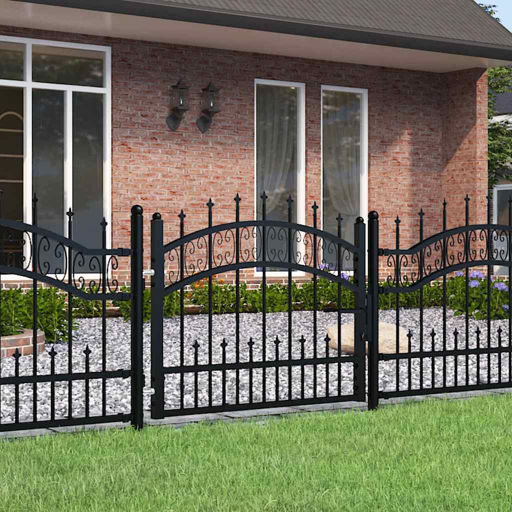 Cancello per recinzione KAMPEN con punta a lancia Nero 103x75 cm in acciaio vidaXL