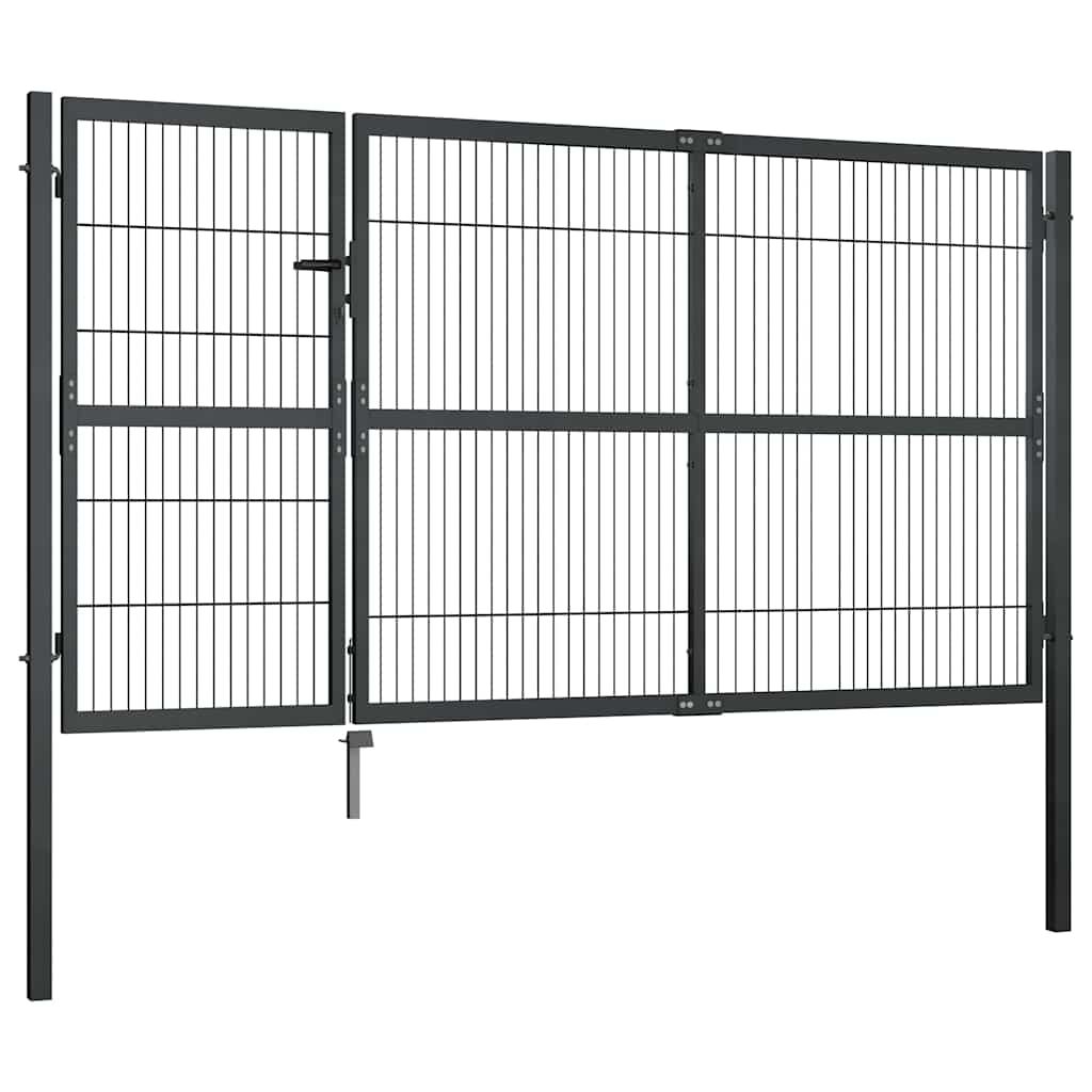 Cancello di Recinzione con Pali in Acciaio 350x140 cm Antracite vidaXL