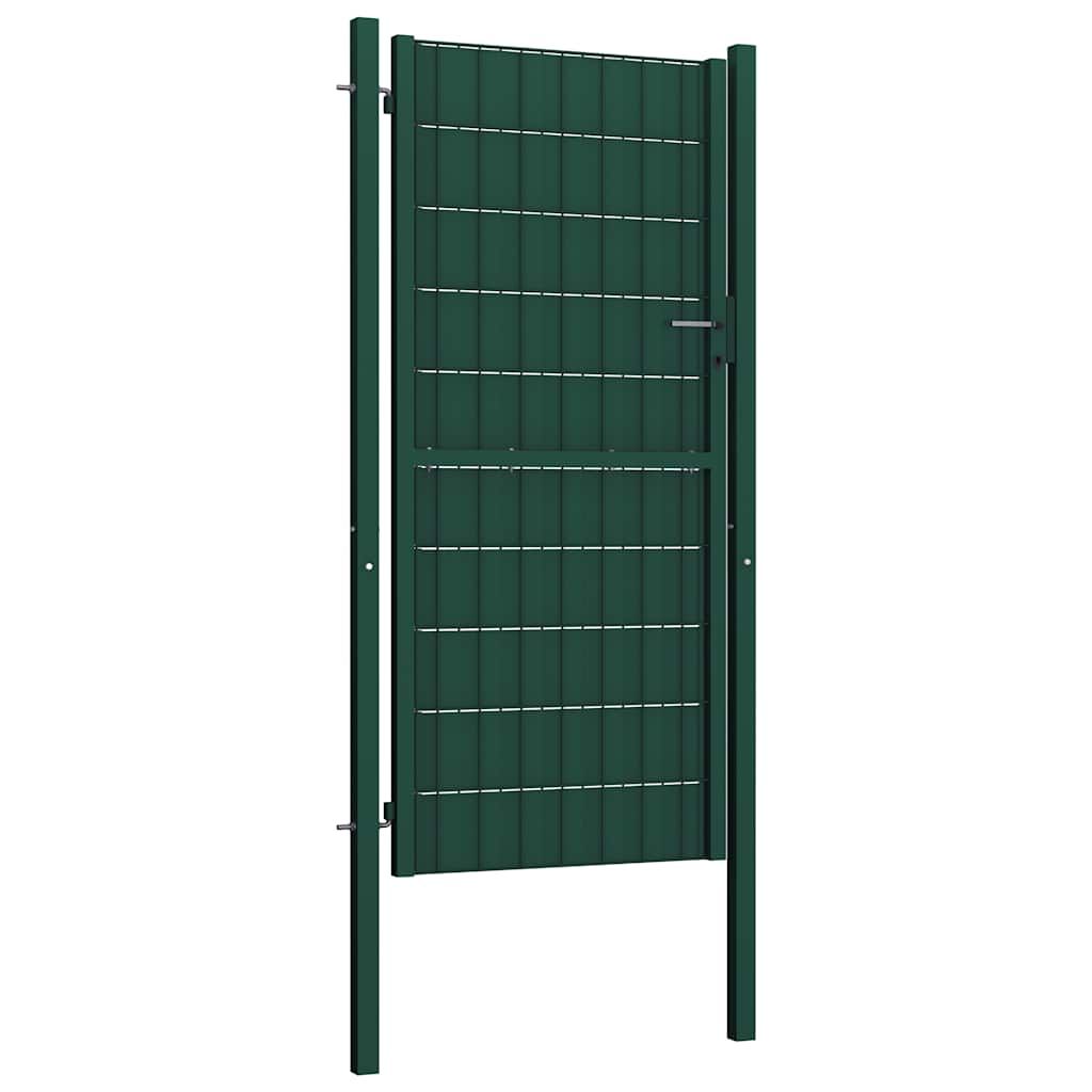 Cancello per Recinzione in PVC e Acciaio 100x204 cm Verde vidaXL