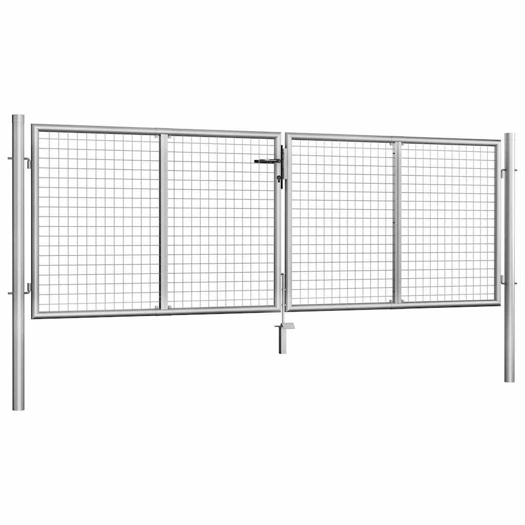 Cancello da Giardino in Acciaio Zincato 300x75 cm Argento vidaXL