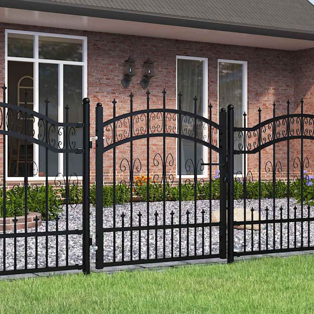 Cancello per recinzione KAMPEN con punta a lancia Nero 103x100 cm in acciaio vidaXL