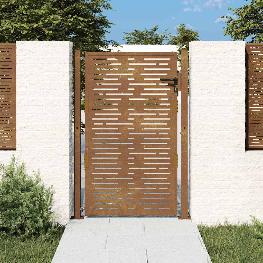 Cancello da giardino 100x150 cm in acciaio Corten design quadrato vidaXL