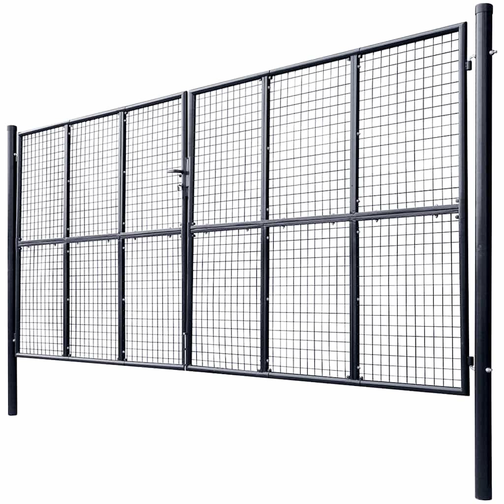 Cancello da Giardino in Rete di Acciaio Zincato 400x200 cm Grigio vidaXL