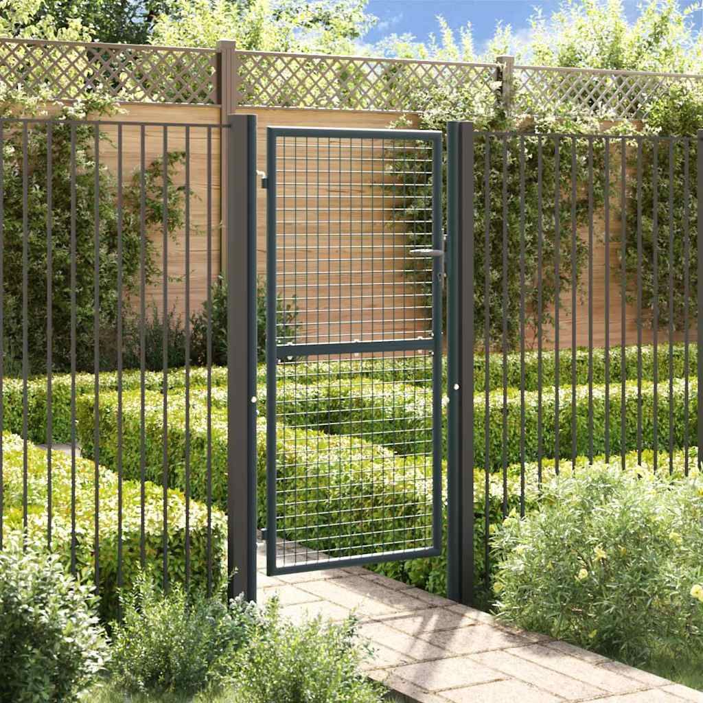 Cancello da Giardino in Rete di Acciaio Zincato 100x175 cm Grigio vidaXL