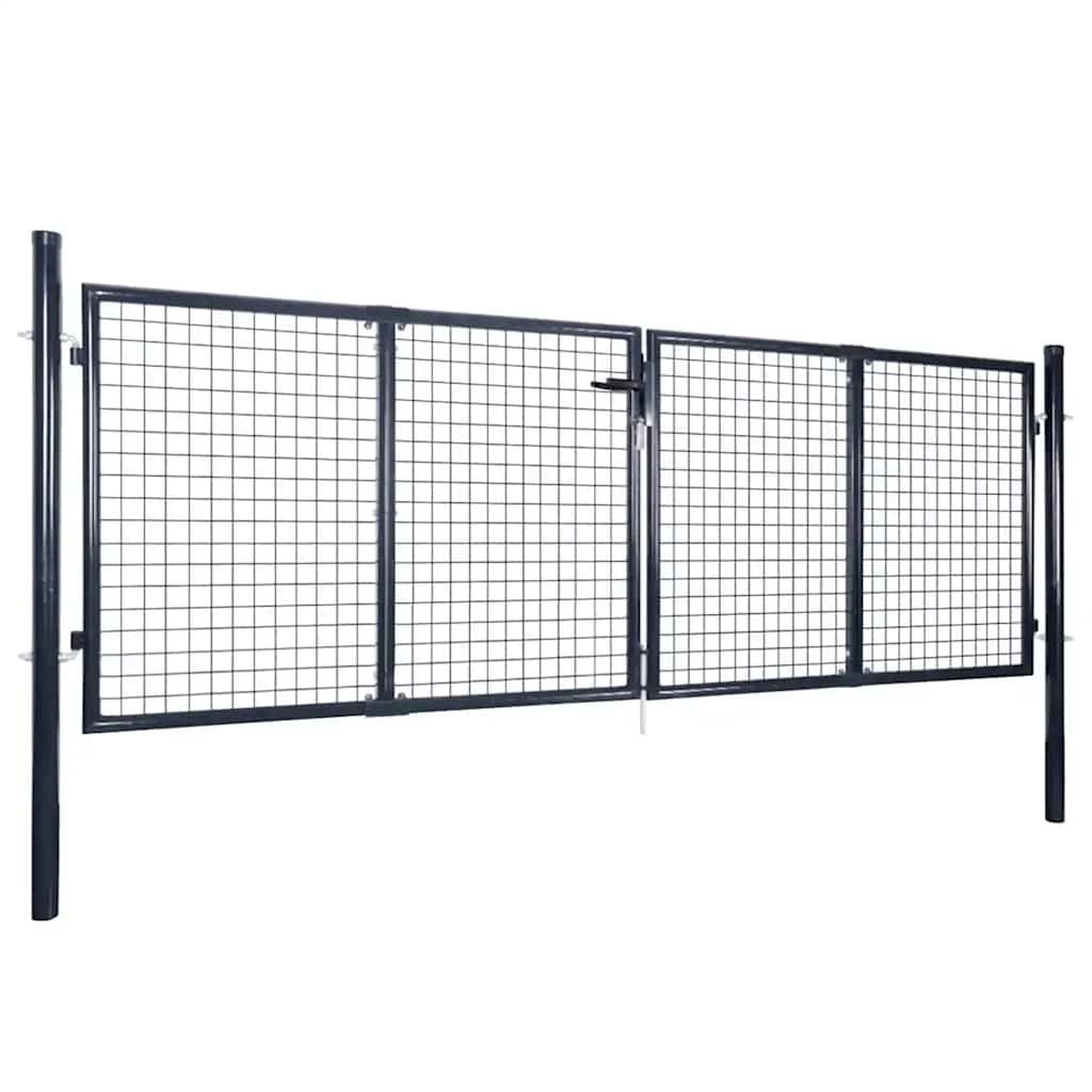 Cancello da Giardino in Rete di Acciaio Zincato 300x75 cm Grigio vidaXL