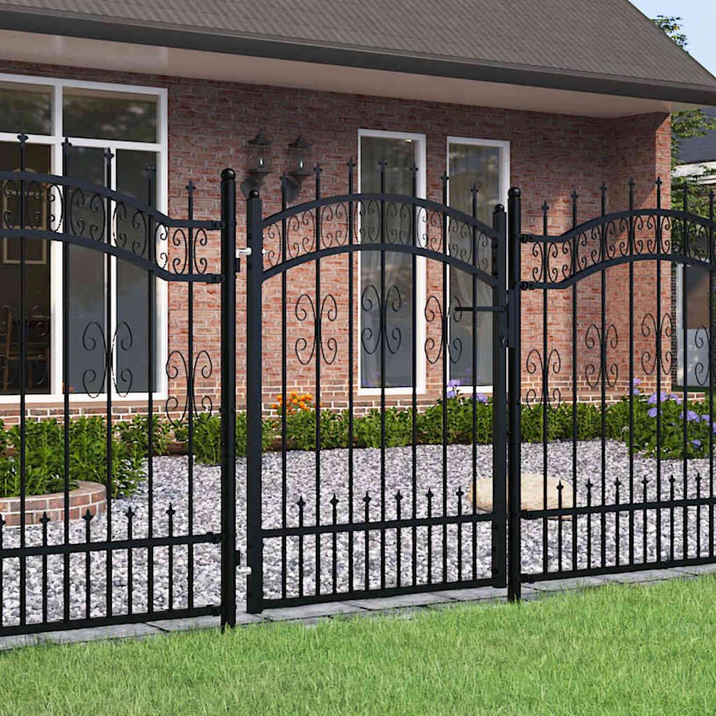 Cancello per recinzione KAMPEN con punta a lancia Nero 103x125 cm in acciaio vidaXL