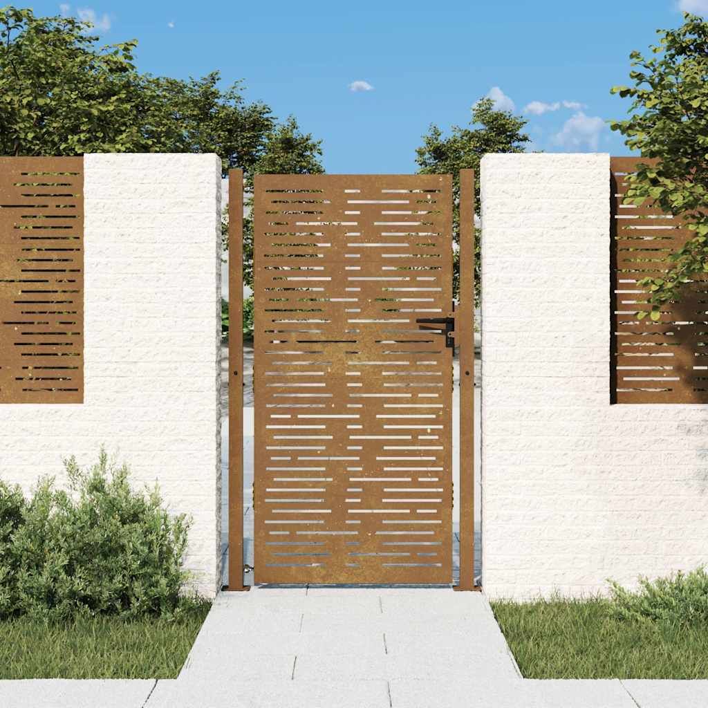 Cancello da giardino 100x200 cm in acciaio Corten design quadrato vidaXL