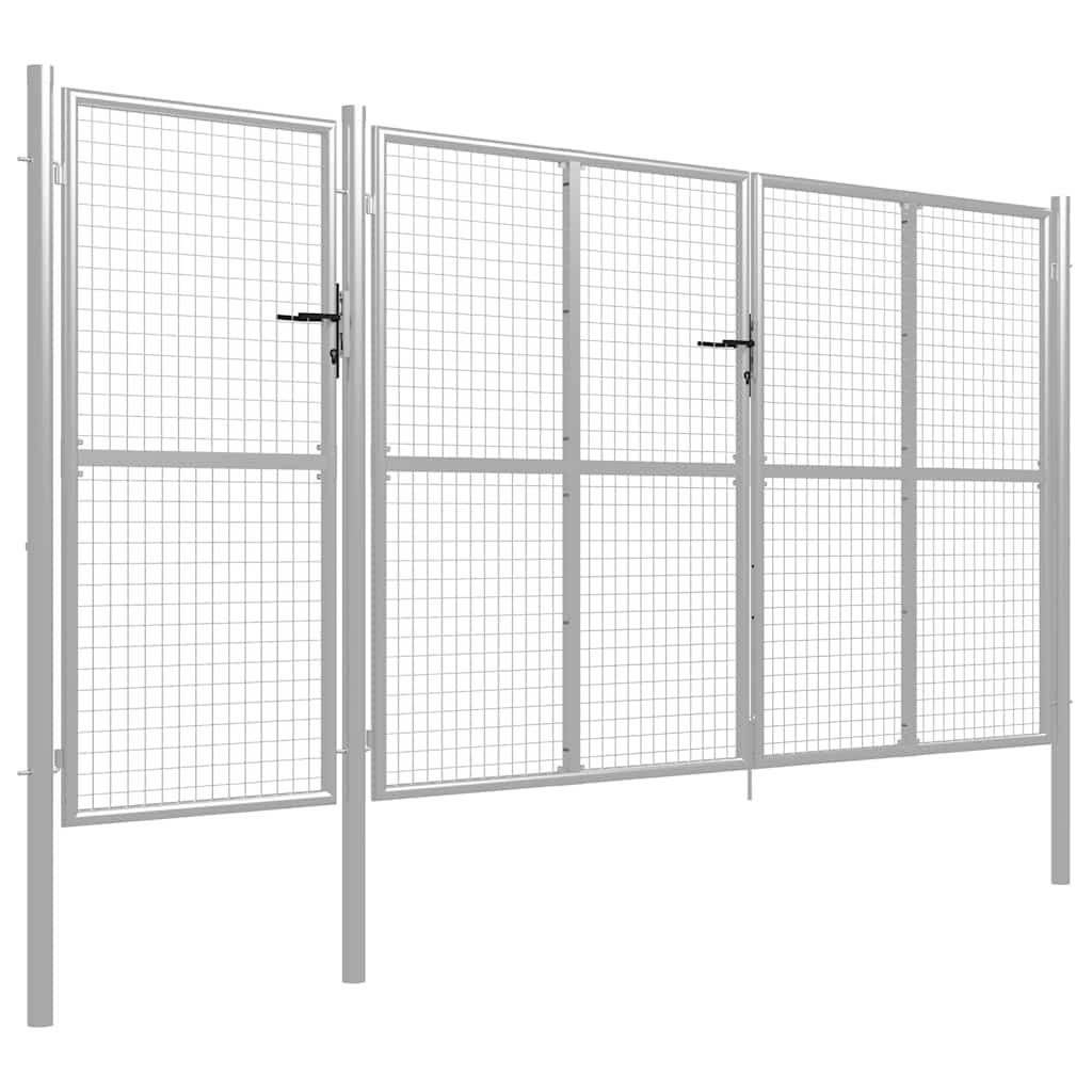 Cancello da Giardino in Acciaio 400x150 cm Argento vidaXL