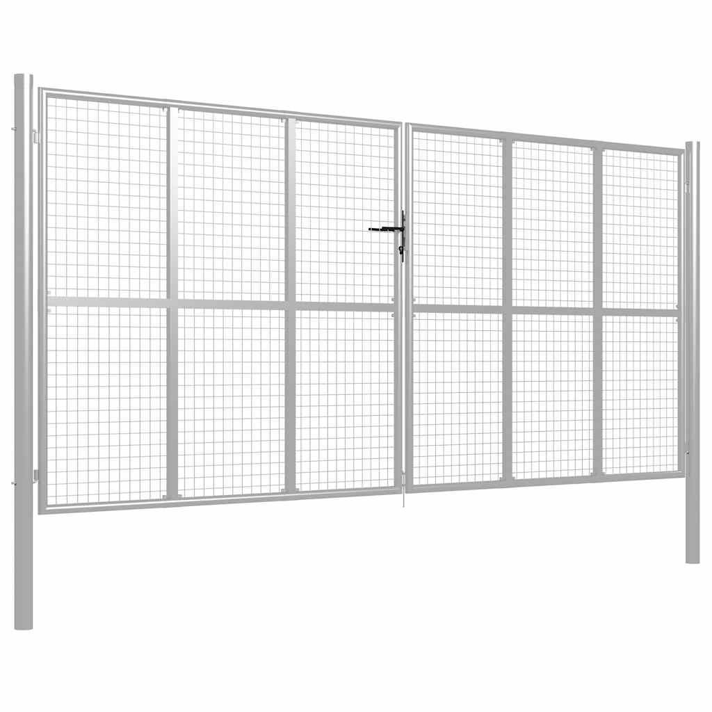 Cancello da Giardino in Acciaio Zincato 400x175 cm Argento vidaXL