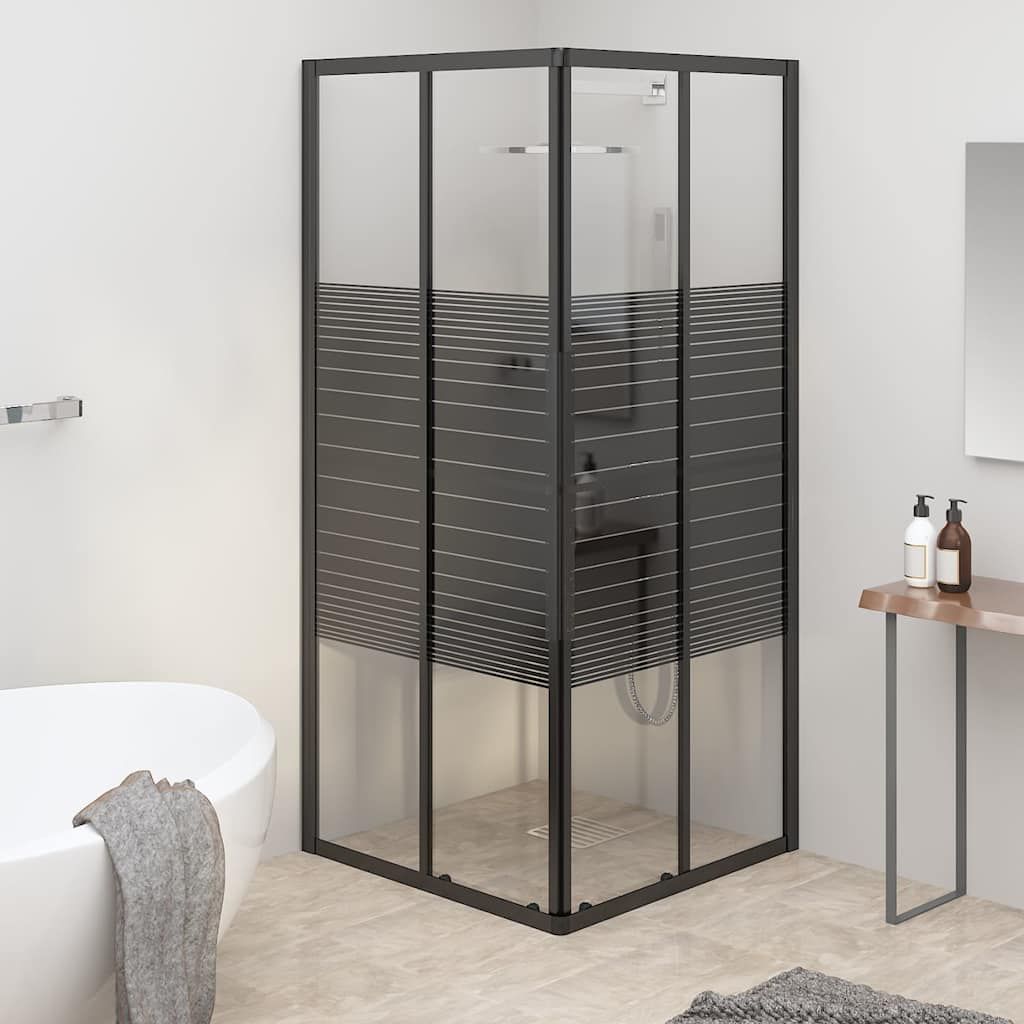 Box Doccia a Righe ESG 80x80x180 cm Nero vidaXL
