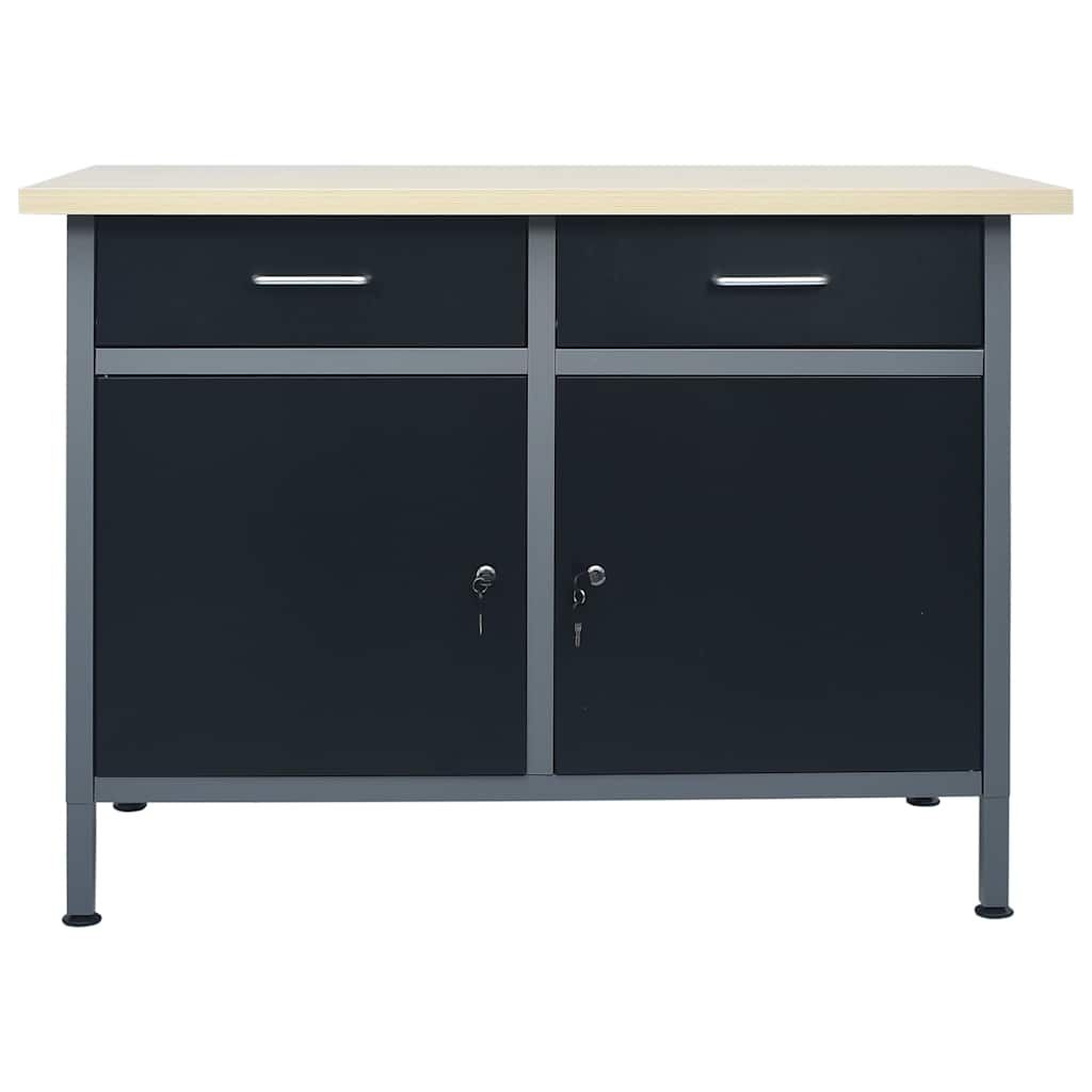 Banco da Lavoro Nero 120x60x85 cm in Acciaio vidaXL