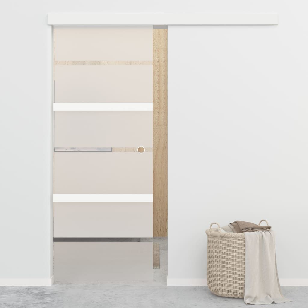 Porta Scorrevole con Fermi in Vetro ESG e Alluminio 76x205 cm vidaXL