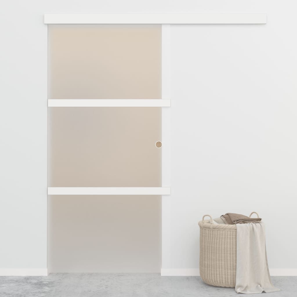 Porta Scorrevole Fermi Vetro ESG e Alluminio Argento 90x205 cm vidaXL