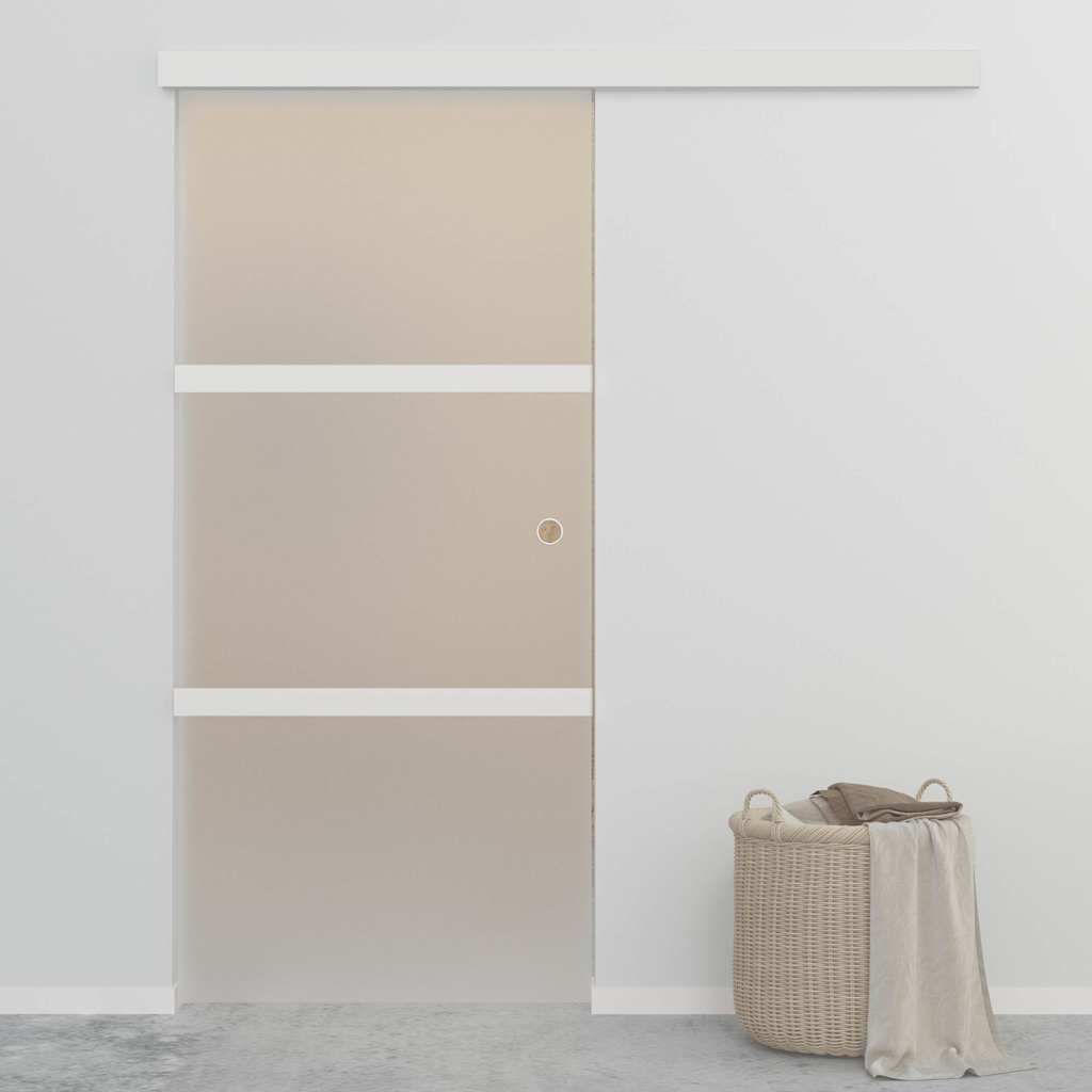 Porta Scorrevole in Vetro ESG e Alluminio 90x212cm Argento vidaXL