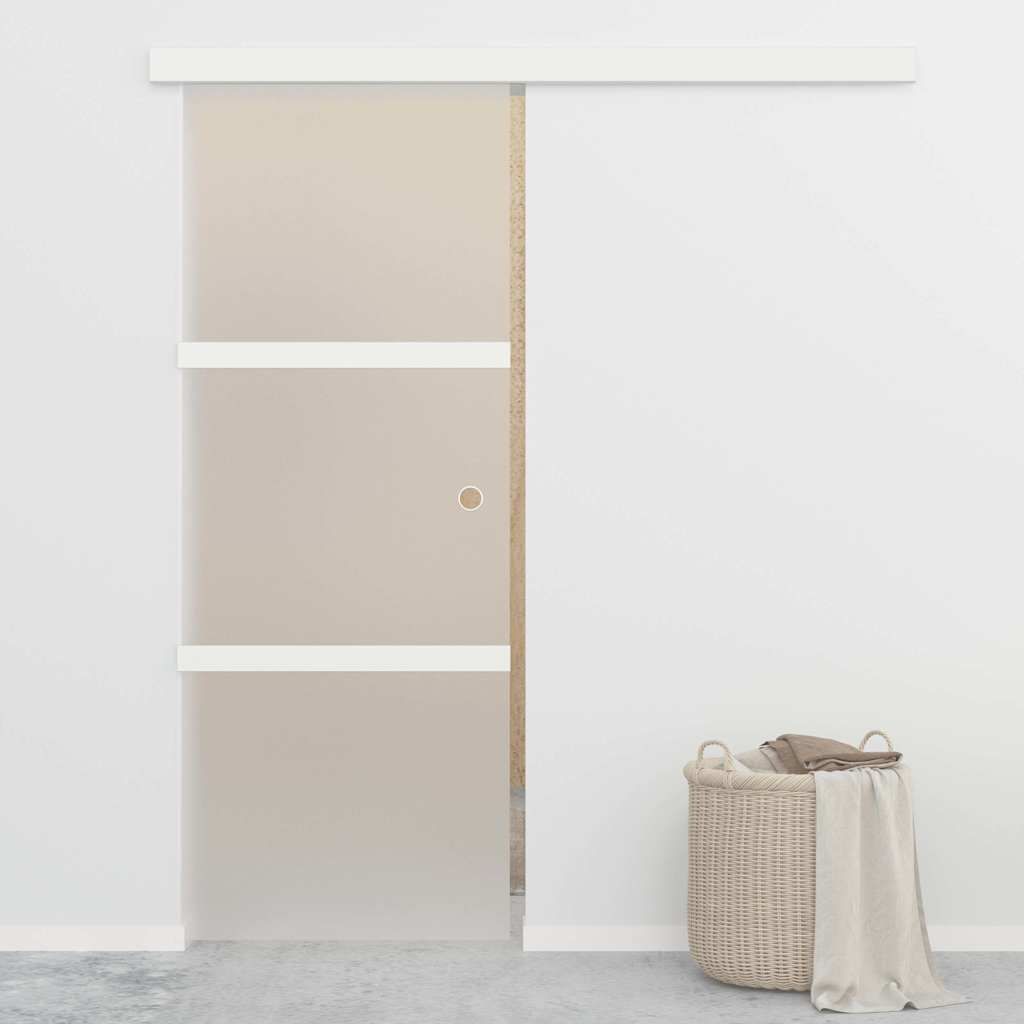 Porta Scorrevole Fermi Vetro ESG e Alluminio Argento 76x205 cm vidaXL
