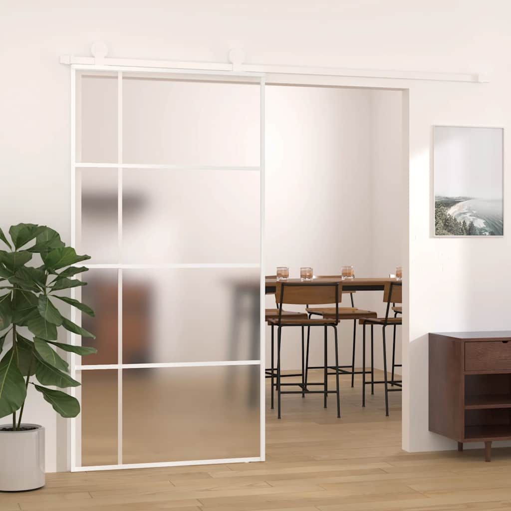 Porta Scorrevole in Vetro ESG e Alluminio 102,5x205 cm Bianca vidaXL