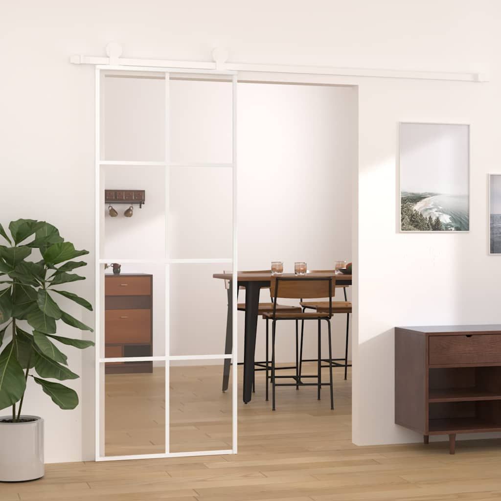 Porta Scorrevole in Vetro ESG e Alluminio 76x205 cm Bianca vidaXL