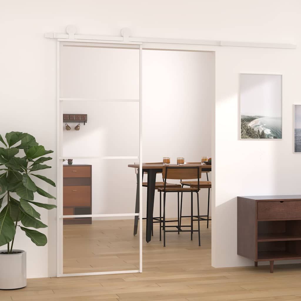 Porta Scorrevole in Vetro ESG e Alluminio 76x205 cm Bianca vidaXL
