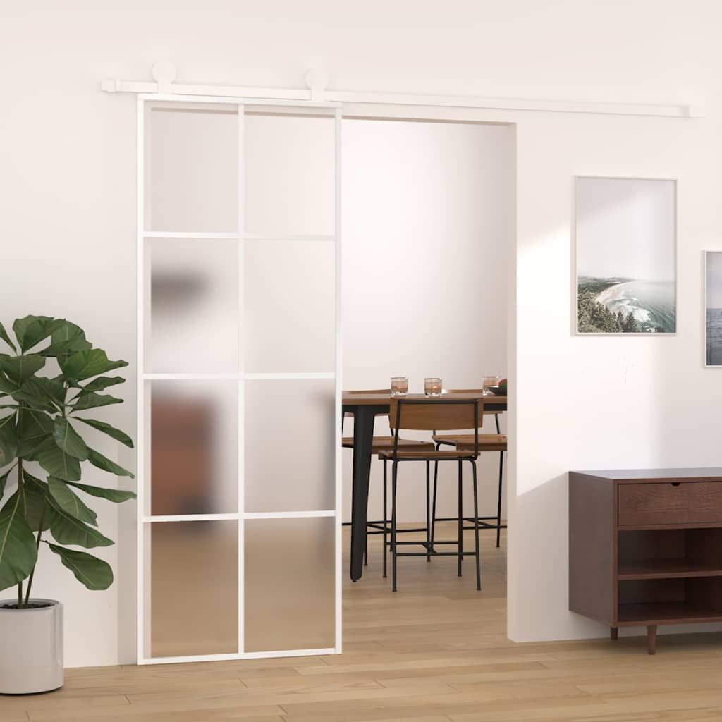Porta Scorrevole in Vetro ESG e Alluminio 76x205 cm Bianca vidaXL