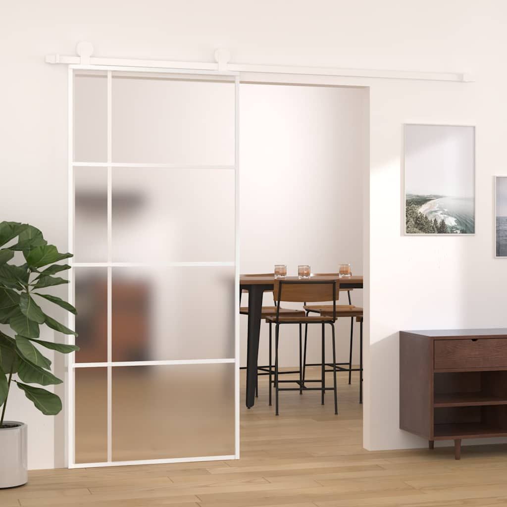 Porta Scorrevole in Vetro ESG e Alluminio 90x205 cm Bianca vidaXL