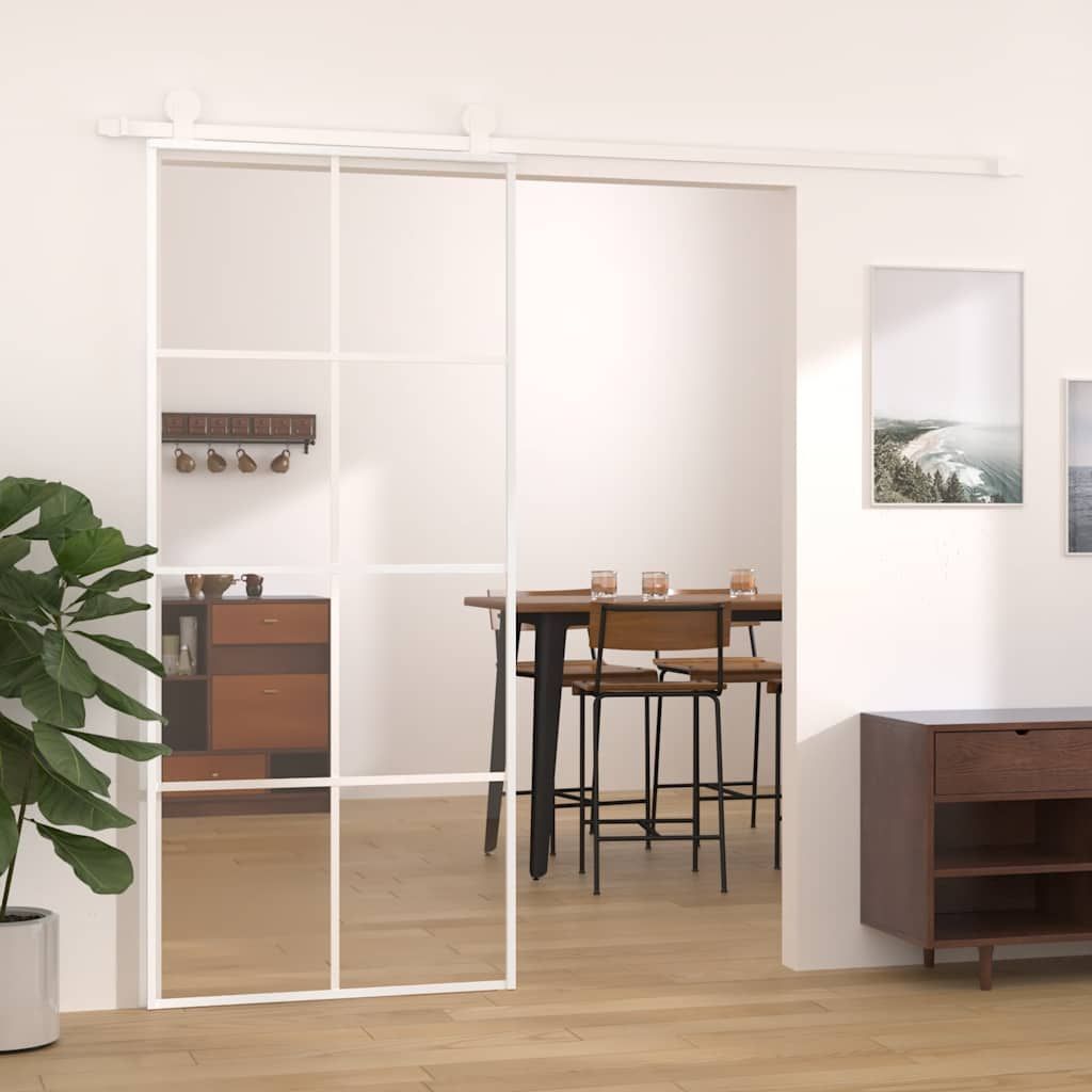 Porta Scorrevole in Vetro ESG e Alluminio 90x205 cm Bianca vidaXL