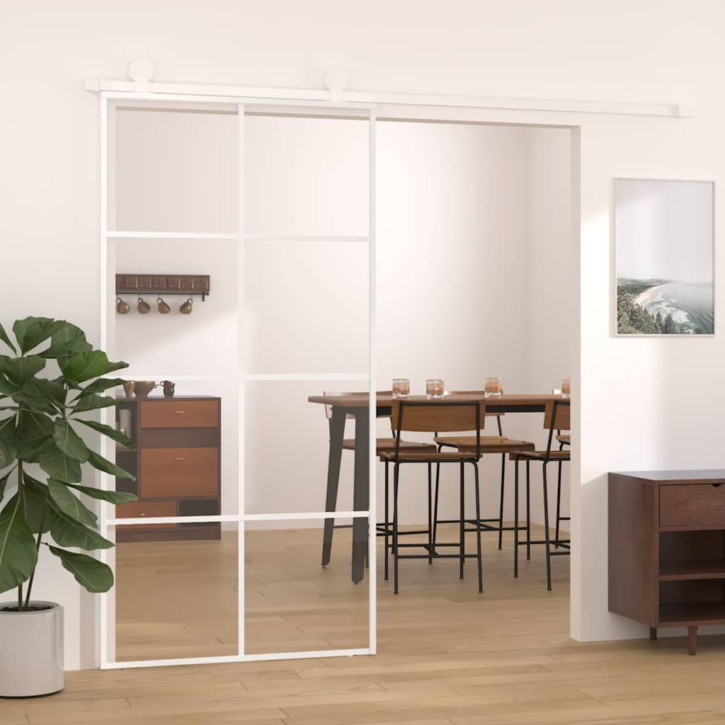 Porta Scorrevole in Vetro ESG e Alluminio 102,5x205 cm Bianca vidaXL