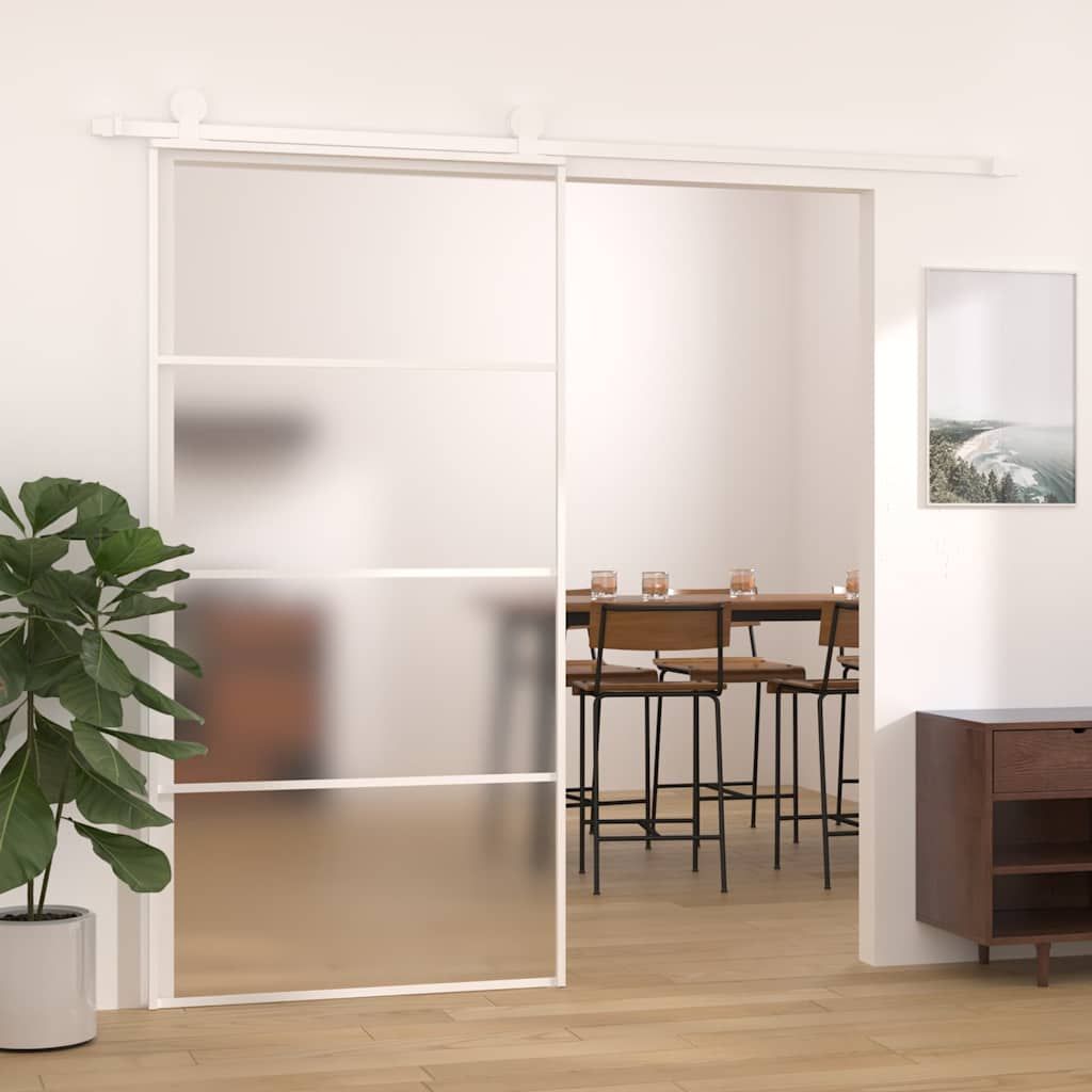 Porta Scorrevole in Vetro ESG e Alluminio 102,5x205 cm Bianca vidaXL