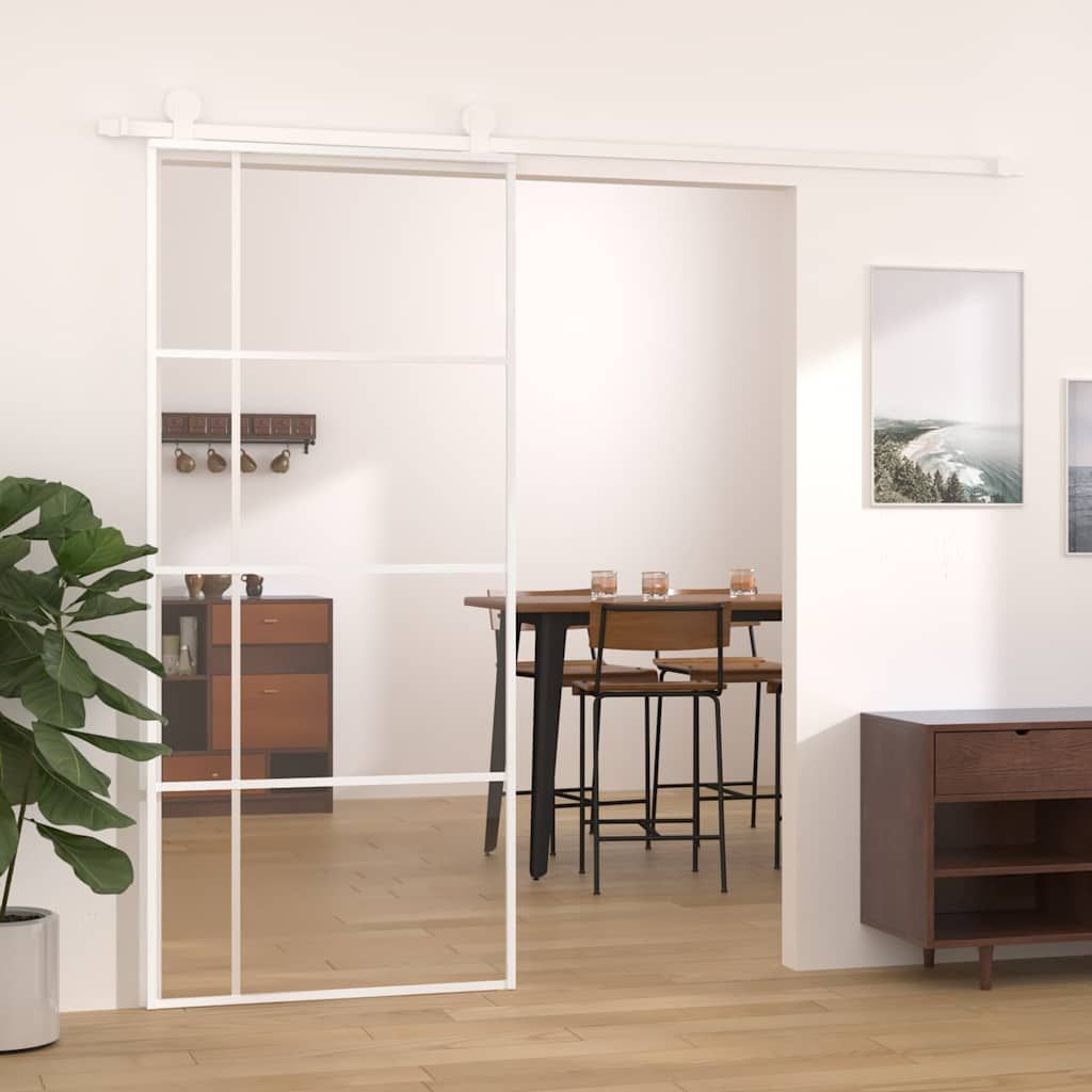 Porta Scorrevole in Vetro ESG e Alluminio 90x205 cm Bianca vidaXL
